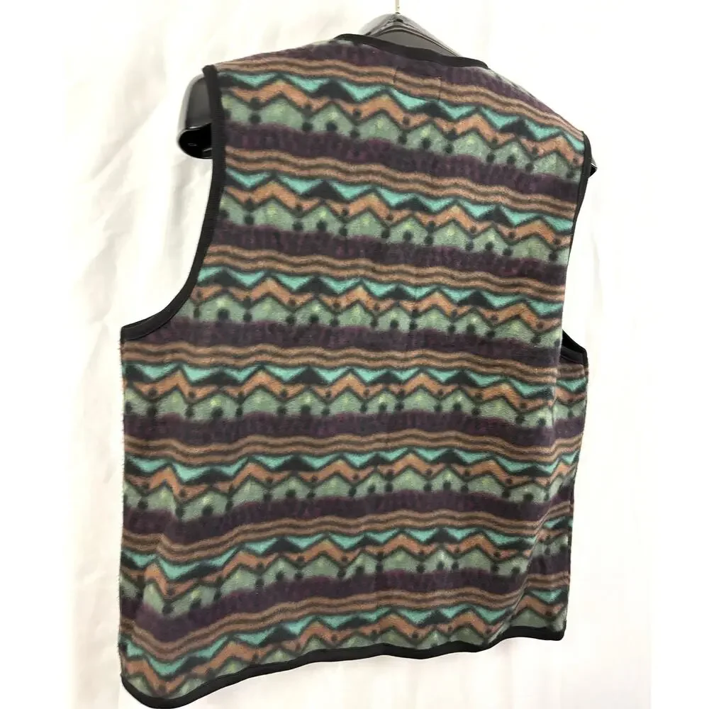 Punch Aztec Fleece Vest Mens‎ M Southwestern Zip Front 100% Polyester NWT